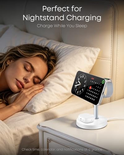 3 in 1 Magnetic Wireless Charging Station, 15W Charger for iPhone, White - color: White