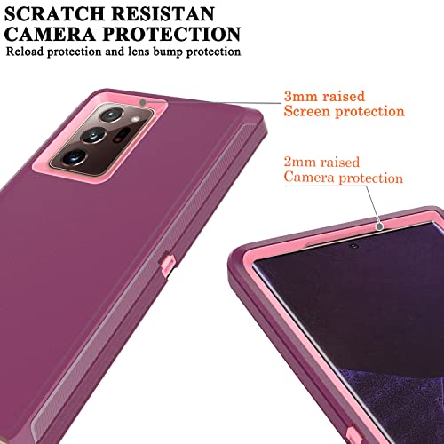 YmhxcY Note 20 Ultra Case with Self Healing Flexible TPU Film[2 Pack] and Camera Lens Screen Protective Film[2 Pack], Heavy Protection Cover for Galaxy Note 20 Ultra-Wine Red and Rose Pink - color: SF-Wine Red/Rose Pink