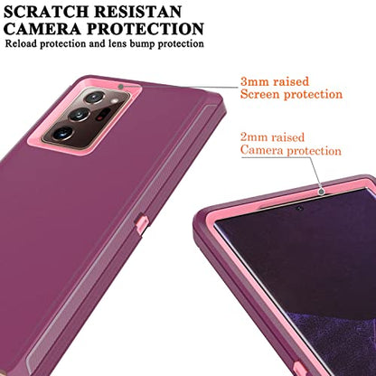 YmhxcY Note 20 Ultra Case with Self Healing Flexible TPU Film[2 Pack] and Camera Lens Screen Protective Film[2 Pack], Heavy Protection Cover for Galaxy Note 20 Ultra-Wine Red and Rose Pink - color: SF-Wine Red/Rose Pink