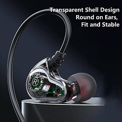 Dual Driver Wired Headphones 3.5mm Jack Earphones Plug in Ear Buds