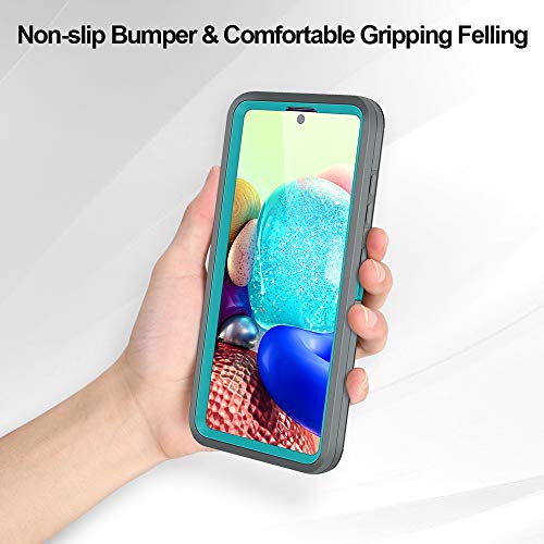 Jelanry for Samsung Galaxy A71 5G Case Heavy Duty & Rugged Cover, Grey/Blue | Dual-Layer Protective Hard Back Cover with Anti-Dust Scratch Raised Screen/Camera Lips Drop Protection for Outdoor Daily Use - color: Gray