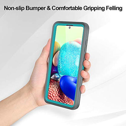 Jelanry for Samsung Galaxy A71 5G Case Heavy Duty & Rugged Cover, Grey/Blue | Dual-Layer Protective Hard Back Cover with Anti-Dust Scratch Raised Screen/Camera Lips Drop Protection for Outdoor Daily Use - color: Gray