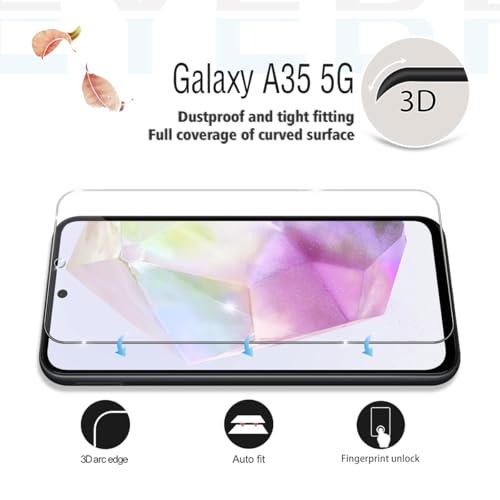 Galaxy A35 HD Clear Tempered Glass Screen Protector + Camera Lens Protectors, [2+2 Pack] [3D Glass] [Anti-Glare] [Bubble-Free] Screen Protector Glass For Samsung Galaxy A35 - size: Galaxy A35