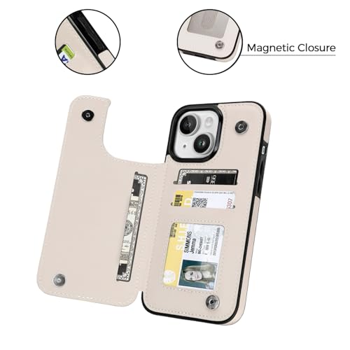 uCOLOR for iPhone 13/14 Wallet Case with Card Holder Dune Mirage Checkered | PU Leather RFID Blocking for Women Men Magnetic Clasp Kickstand - color: Dune Mirage Checkered