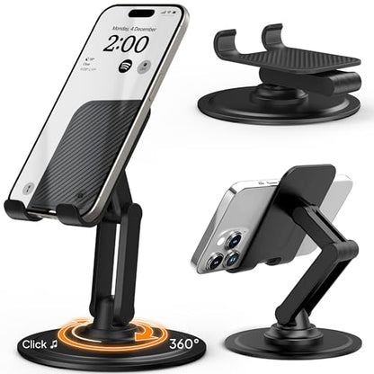 COOPER 360° Stand Rotating Cell Phone Stand for Desk, Desktop Phone Holder - color: 2 Pack - White/Black