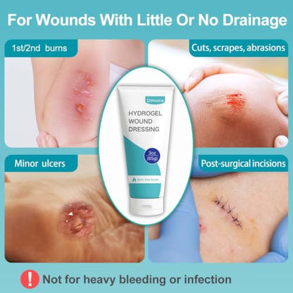 Dimora 2 Packs 6oz Hydrogel First Aid Ointment, Burn Injury Soothing Gel, Skin Repair Cream for Emergency Burn, Postoperative Incisions, Bruises, Debridement Wound Care - size: Hydrogel Gel 6 Ounce