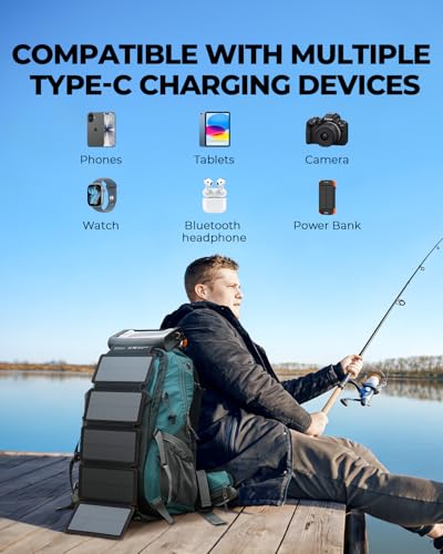 BLAVOR Portable Foldable Solar Charging Pack 10W, Built-in Charging Cable - color: Black