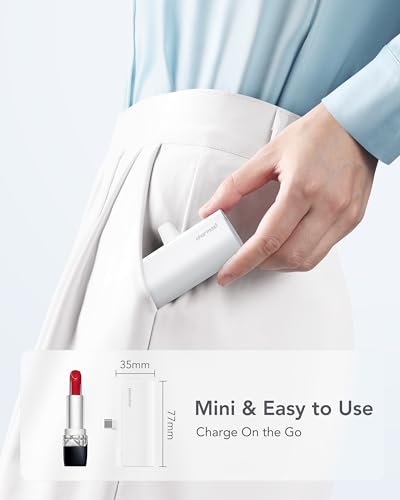 charmast Mini Portable Charger USB-C Connector, 5000mAh Small Power Bank - color: White