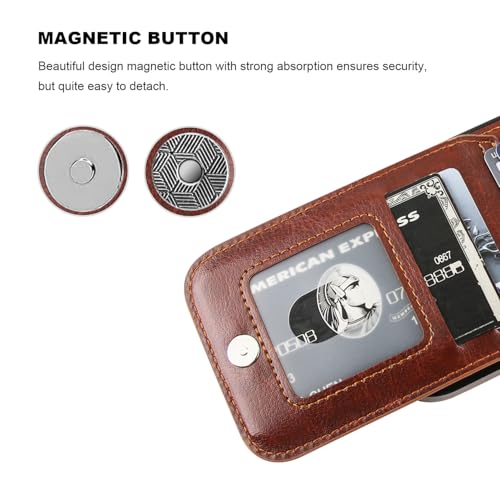 KIHUWEY for iPhone 17 Wallet Case Card Holder Kickstand, Brown | Credit Card Slots, PU Leather, Magnetic Clasp, Flip Heavy Duty Protection Cover for Men and Women - color: Brown