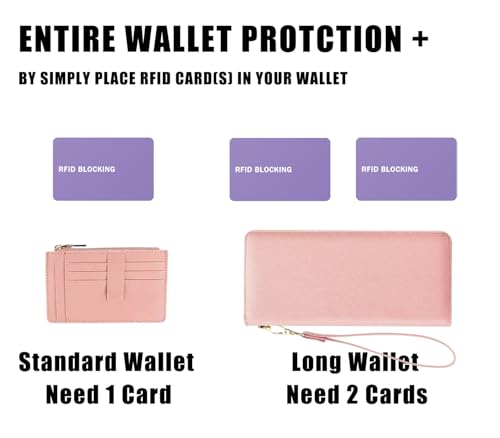 RFID Blocking Card - 3 Pack, Contactless NFC Credit Card ID Protection Safe Bank Card Passport Entire Wallet Purse Shield Protector Blocker Guard (Pack of 3, Purple) - color: Purple/3 cards