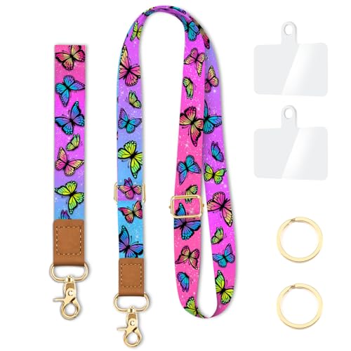 Yonlevres Phone Lanyard Crossbody Strap Wrist Neck Adjustable Women Multi - color: Butterfly