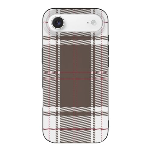 Red Gray White Tartan Plaid ScottishAnti-Yellowing Soft TPU Phone Case for iPhone 17, Shockproof and Scratch-Resistant Case - color: black-style-137