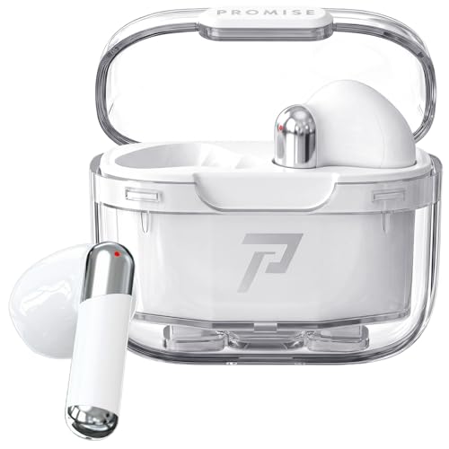 Promise Wireless Earbuds with TikTok Remote Control, Bluetooth 5.3 Earphones with 40Hrs Playtime, ENC Clear Call Mic (Not ANC)13mm Deep Bass, Smart Headphones for iPhone Laptop Computer Sports(White) - color: White