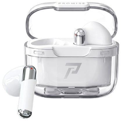 Promise Wireless Earbuds with TikTok Remote Control, Bluetooth 5.3 Earphones with 40Hrs Playtime, ENC Clear Call Mic (Not ANC)13mm Deep Bass, Smart Headphones for iPhone Laptop Computer Sports(White) - color: White