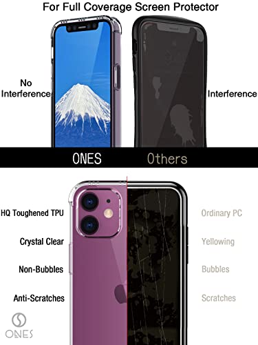 ONES for iPhone 12/12 Pro Case Clear Slim Soft TPU Silicone Cover Military Drop Protective Thin Phone Bumper Case with Shockproof Airbags, Yellowing Resistant, Transparent - color: HD High Transparency, size: iPhone 12Pro / 12