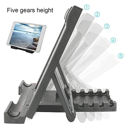 Tablet Stand, Plastic Five Gears Support Height Adjustable Portable Storage Mobile Phone Stand, 7-11 Inch Tablet PC Desktop Bracket, with Soft Rubber Pad, for for E Reader(Black)