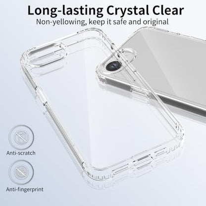 for iPhone 16e Case Crystal Clear Slim Hard Case Hybrid Shockproof Bumper with Tempered Glass Screen Protector Full Body Anti-Yellow Anti-Scratch Phone Protective Cover - color: iPhone 16e