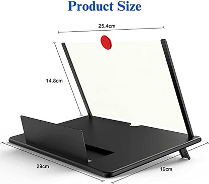 14" Screen Magnifier for Cell Phone – 3D HD Magnifing Screen Enlarger Projector for Movies Videos and Gaming – Foldable Phone Stand Holder with Screen Amplifier–Compatible with All Smartphones - color: Black-14inch