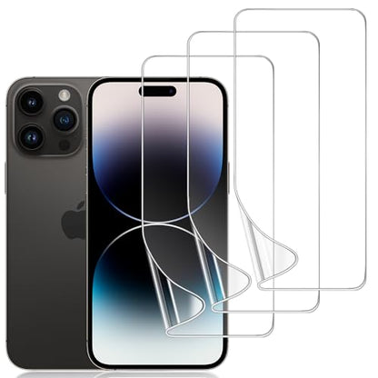 3 Pack TPU Screen Protector for iPhone 14 Pro, Self-Healing HD Clear Soft Flexible Hydrogel Film Compatible with iPhone 14 Pro 6.1" - Scratch-Resistant, Bubble Free, Easy Installation - size: iPhone 14 Pro