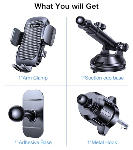 Romuto Phone Holders for Your Car Phone Holder Mount【90+LBS Suction Cup】 - color: Diamond Black