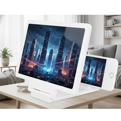 Mobile Phone Screen Amplifier HD Magnifier for Smartphones, Foldable Stand - color: White 10"