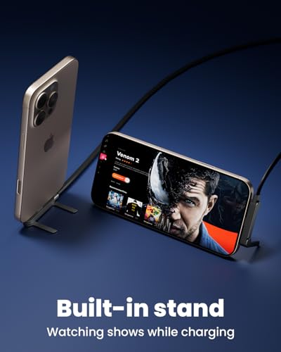 USB C to Lightning Cable with Built-in Phone Stand, MFi Certified 30W PD Fast Sideways iPhone Charger, 90 Degree Type C to Lightning Cable, 2 in 1 Invisible Holder Charger Cable for iPhone 14-5, iPad