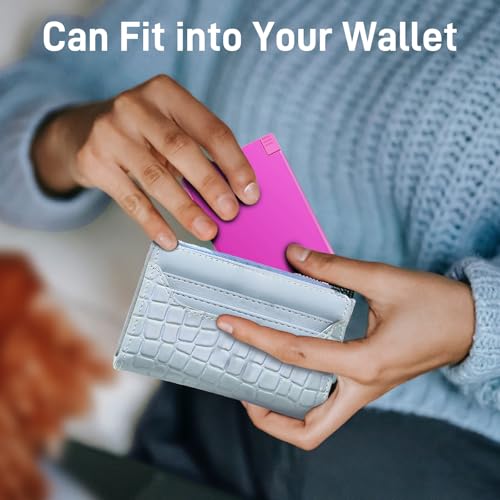 TNTOR Portable Charger with Built in USB-C Cable Ultra Slim Credit Card Size Power Bank for Pocket Wallet Battery Pack Compatible with iPhone 15 16 17 Series/Samsung/Google/Android etc