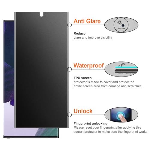 2 Pack 4 Way 360 ° Matte Privacy Screen Protector for Samsung Galaxy Note 20 Ultra 6.9 Inch [Not Glass], Anti-Scratch, Anti-Glare, Support Fingerprint Unlock - size: Samsung Galaxy Note 20 Ultra