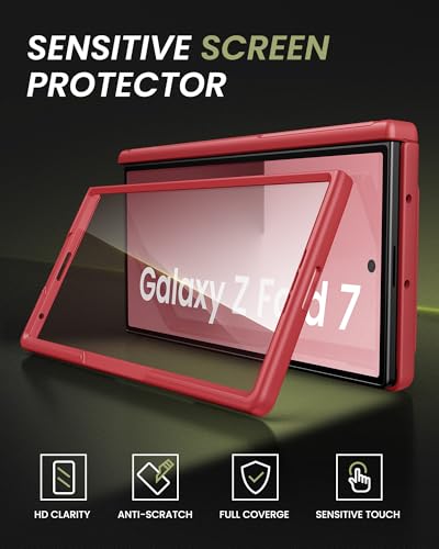 for Samsung Galaxy Z Fold 7 Case, Stand & Slide Camera Cover, Red - color: Red-Z