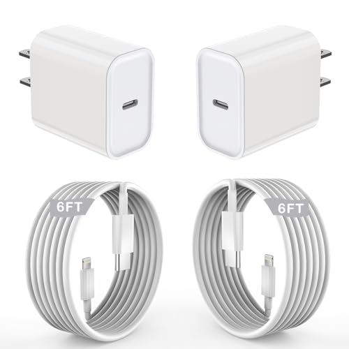 Fast Charging for iPhone 14 13 12 11,2PK MFi Certified, USB C Charger Block - color: White-6FT