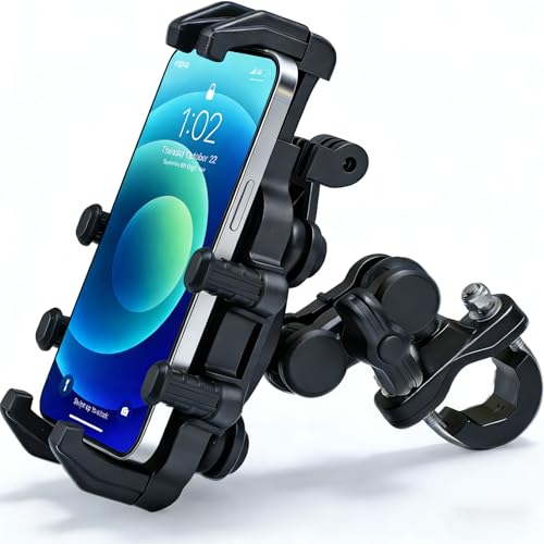 Motorcycle Phone Mount Holder, 8-Claw Anti-Shake Bike Phone Mount with Vibration Dampener,Fits 5.5-8.0" Phones for Motorcycle, Bicycle, Scooter, ATV