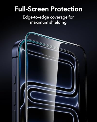 ESR 3 Pack for iPhone 17 Pro Screen Protector, Armorite | 7X Impact Absorption, 9H+ Tempered Glass, Easy One-Pull Installation, Full-Coverage Protection, UltraFit Tray, Bubble-Free - size: iPhone 17 Pro 6.3 inch