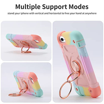 MARKILL Compatible with iPhone Case with Ring Stand, Heavy-Duty Military Grade Shockproof Phone Cover (Rainbow Pink, iPhone SE 3rd/2nd/iPhone 8/7/6S/6) - color: Rainbow Pink, size: iPhone SE 3rd/2nd/iPhone 8/7/6S/6