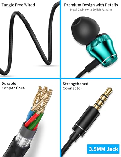 Wired Earbuds for Chromebook Laptop PC,3.5mm in Ear Headphones for Kindle - color: Green