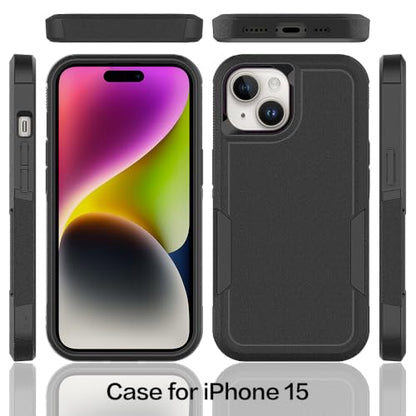 Heavy‑Duty Rugged Anti‑Drop Shockproof Protective Phone Case for iPhone 15, Durable Protective Shell, Black - color: Black, size: iPhone 15
