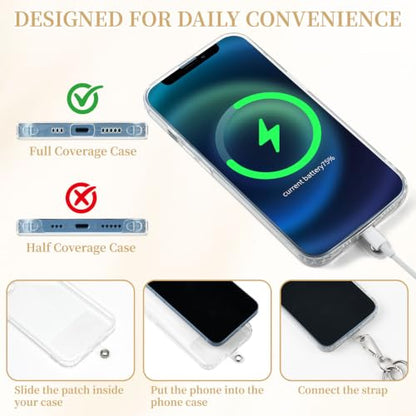 WOZEAH Crystal Cell Phone Lanyard Crossbody Strap for Women, Beaded Phone Strap for Cellphone Case with Tether Tab - color: Grey Square Crystal