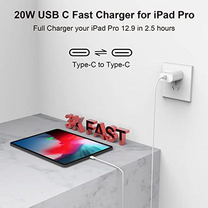 [Apple MFi Certified] iPad Charger Fast Charging 10FT, 20W USB C Charger