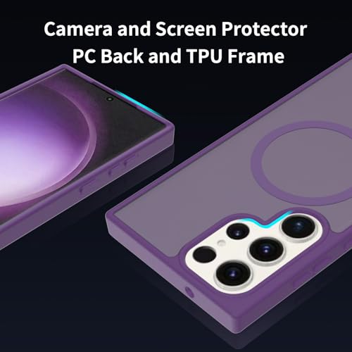 for Samsung Galaxy S23 Ultra Case Magnetic, Compatible with Magsafe 6.8 Inches Slim Fit Heavy Duty Protection Wireless Charging Lightweight Shockproof Anti-Slip Protective Phone Cover, Purple - color: Purple Magnetic