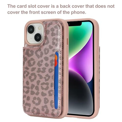 iCoverCase Compatible with iPhone 14 Case with Card Holder, Wallet Case for Women Men RFID Blocking PU Leather Protective Phone Case 6.1 Inch (Rose Gold Leopard) - color: Rose Gold Leopard
