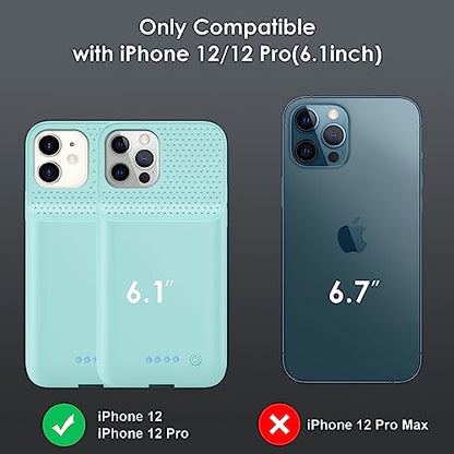 Battery Case for iPhone 12/12 Pro,[2025 Upgraded] 10800mAh Ultra-Slim Portable Extended Charger Case Cover for iPhone 12/12 Pro Charging Case (6.1 Inch)-Green - color: Green