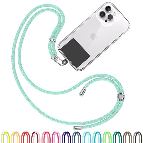 TBOC Cell Phone Lanyard [Green Water] - Comfortable Universal Smartphone Lanyard - Easy to Use Neck Phone Holder [Black Patch] - Adjustable Length Phone Strap Crossbody - Fits All Mobile Phones - color: Green Water
