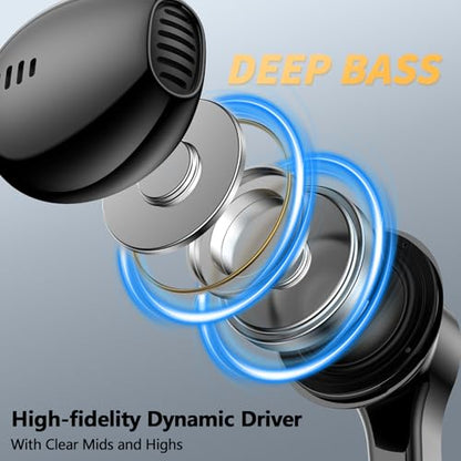 Wired Headphones USB C Earbuds Digital Sound Earphone with DAC Chip and Mic - color: Black
