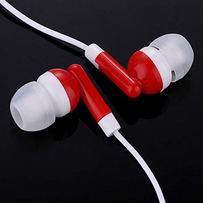 CN-Outlet Wholesale Earbuds Bulk Headphones Individually Bagged 50 Pack for iPhone, Android, MP3 Player for Schools, Libraries, Hospitals (Red) - color: Red