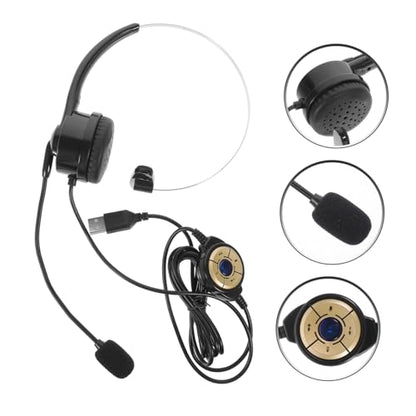 DOITOOL Single Ear Headset with Microphone, USB Computer Earphone