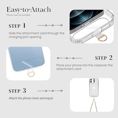 Crossbody Phone Strap Detachable CellPhone Lanyard Chain Shoulder Neck with Wrist Strap Charm Finger Grip 3 Patches Tether Anti Theft Universal for iPhone 17 16 Pro Max 15 14 13 Samsung Gold - color: S-gold