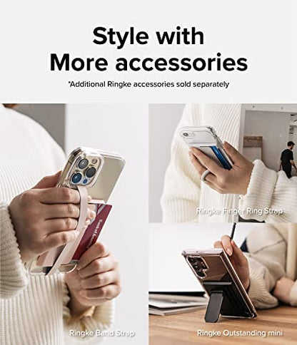 Ringke Side Slot Card Holder for Phone Case, Business Card Holder for Women, Men, ID Credit Card Holder Stick on, Phone Wallet Compatible with iPhone, Galaxy, and Pixel - Peach Pink - color: Peach Pink