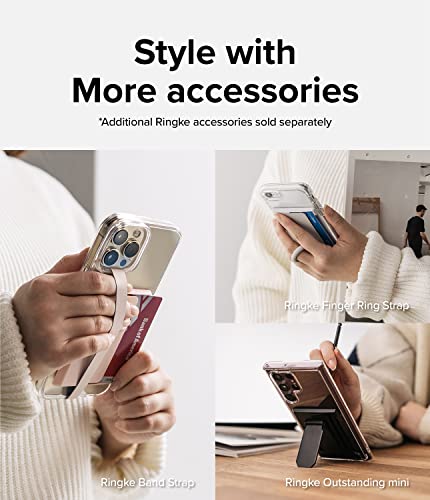 Ringke Side Slot Card Holder for Phone Case, Business Card Holder for Women, Men, ID Credit Card Holder Stick on, Phone Wallet Compatible with iPhone, Galaxy, and Pixel - Peach Pink (2 Pack) - color: Peach Pink (2 Pack)