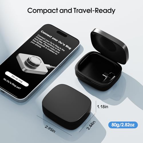 Charging Case Compatible with Oura Ring Gen 5/4/3 Official Charger, Portable Wireless Charging Box with 1000mAh Capacity, Fits All Ring Sizes, 30-Day Runtime (Official Charger Not Included) - color: Black