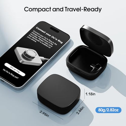 Charging Case Compatible with Oura Ring Gen 5/4/3 Official Charger, Portable Wireless Charging Box with 1000mAh Capacity, Fits All Ring Sizes, 30-Day Runtime (Official Charger Not Included) - color: Black