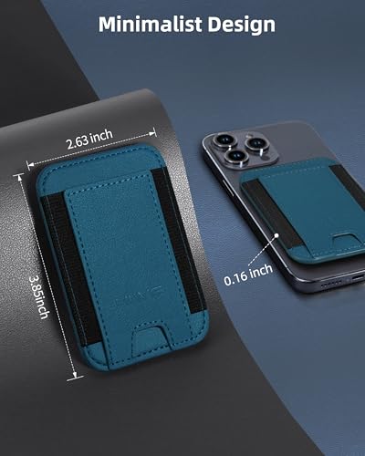 HiWe for MagSafe Wallet, 7 Cards Holder for Phone Case, RFID Blocking - color: Dark Blue Wallet - Black Band